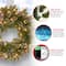24" Glittery White Edged Cones & Red Berries Mountain Spruce Wreath With Warm White LED Lights